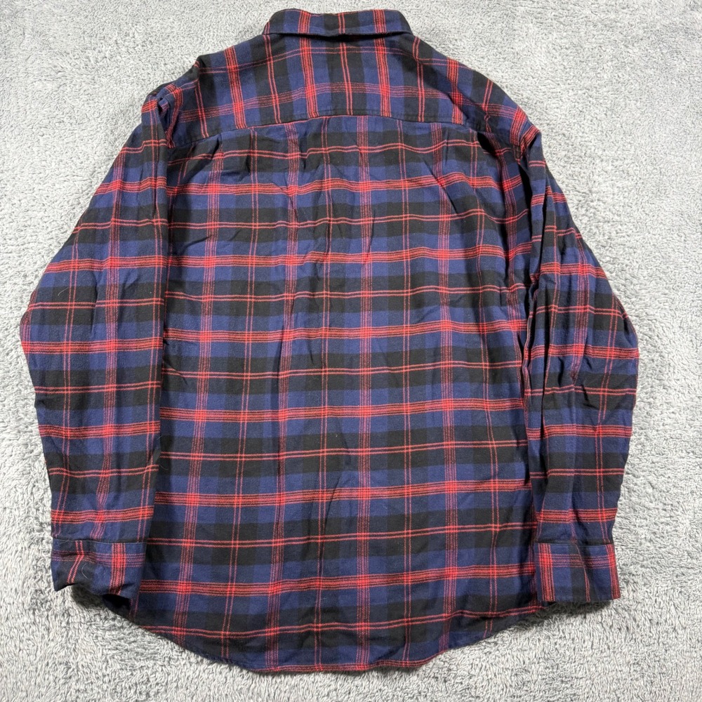 Pendleton Flannel Shirt Mens XL Blue Red Plaid Hawthorne Elbow Patches Pockets - Picture 4 of 6
